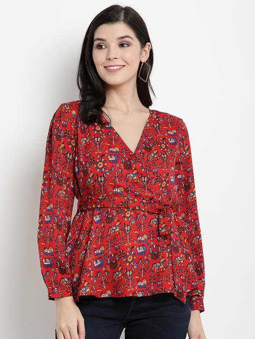 tie front peplum top - 17347151 - Very Small Image - 1