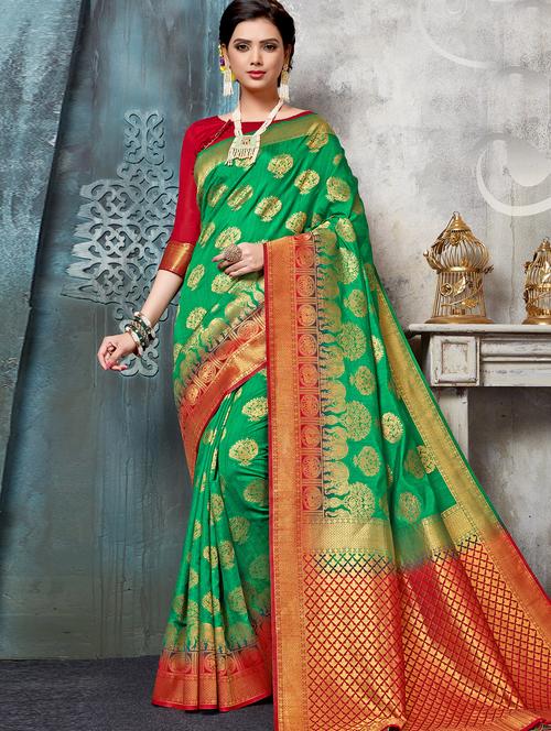 conversational banarasi saree with blouse - 17347375 - Very Small Image - 1