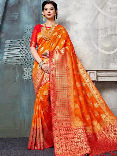 conversational banarasi saree with blouse - 17347376 - Very Small Image - 1
