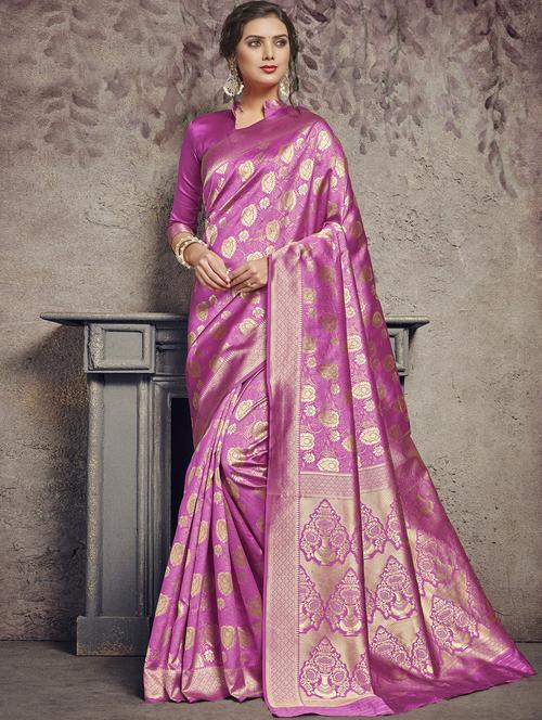 conversational banarasi saree with blouse - 17347377 - Very Small Image - 1