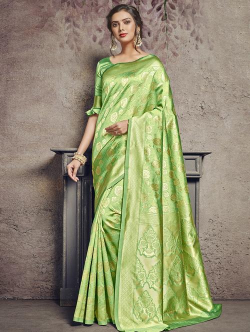 ethnic motif banarasi saree with blouse - 17347379 - Very Small Image - 1