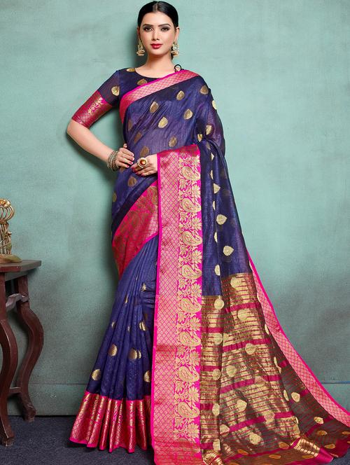 ethnic motif banarasi saree with blouse - 17347383 - Very Small Image - 1