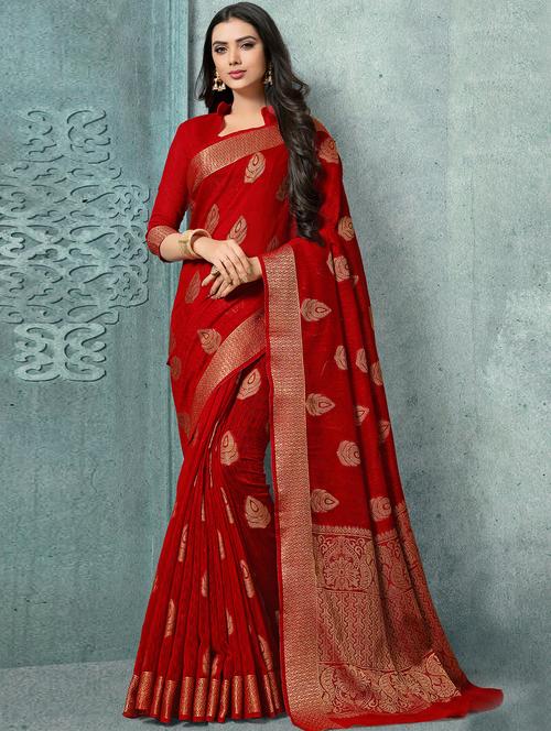 ethnic motif woven saree with blouse - 17347391 - Very Small Image - 1