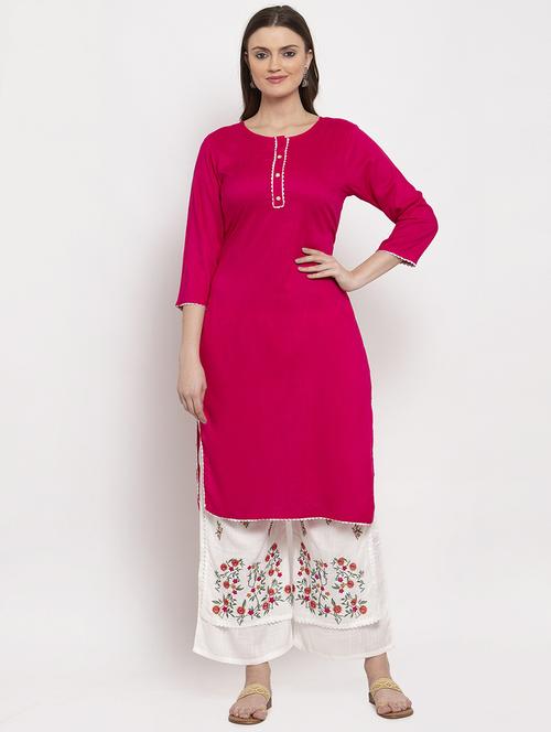 solid kurta palazzo set - 17347818 - Very Small Image - 1