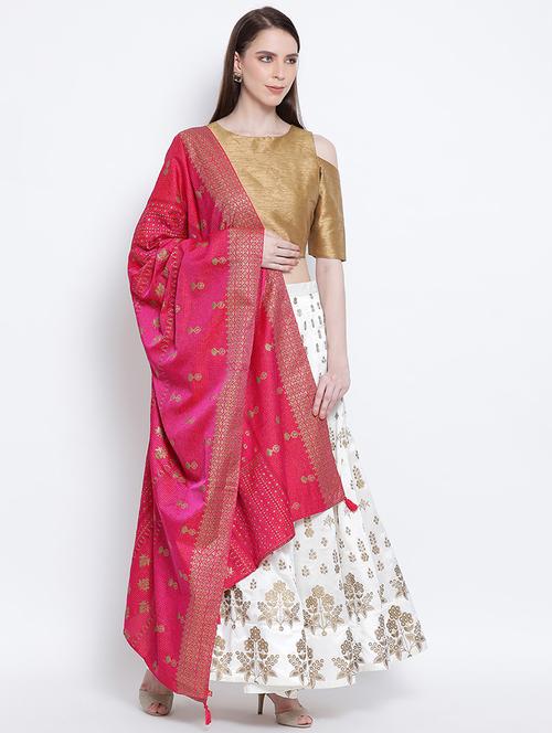 pink chanderi printed dupatta - 17347912 - Very Small Image - 1