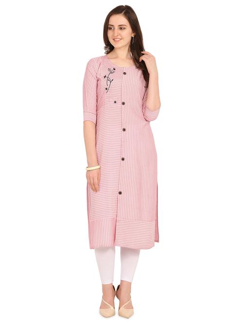 striped embroidered straight kurta - 17348116 - Very Small Image - 1