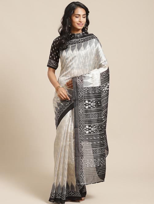 ikat printed saree with blouse - 17349595 - Very Small Image - 1