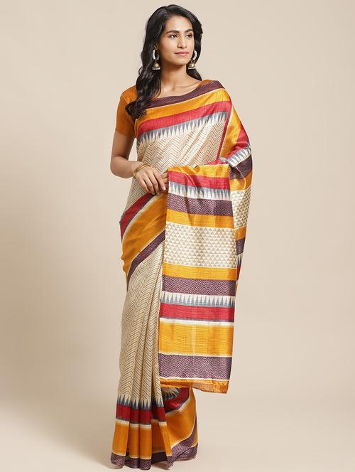 chevron printed saree with blouse - 17349598 - Very Small Image - 1