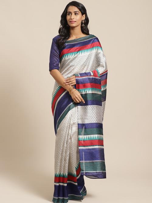 geometric printed saree with blouse - 17349600 - Very Small Image - 1