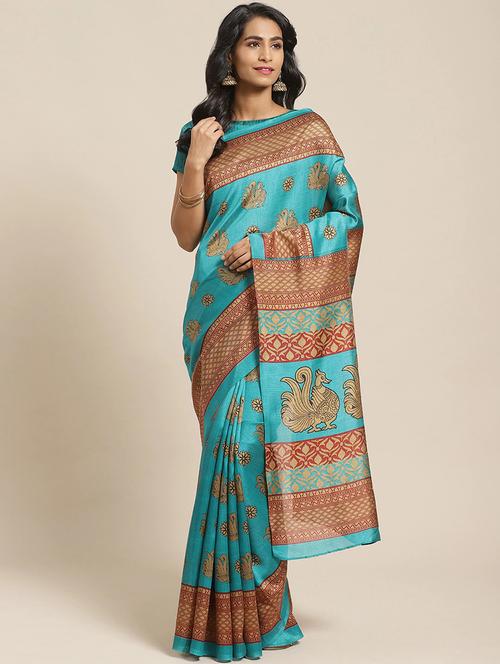 conversational printed saree with blouse - 17349613 - Very Small Image - 1
