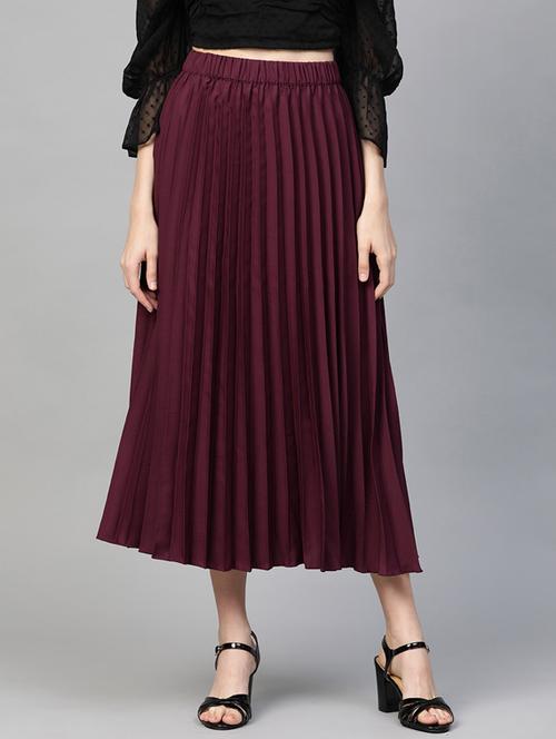 high rise pleated a-line skirt - 17349752 - Very Small Image - 1