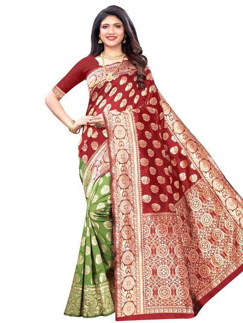half & half banarasi saree - 17349940 - Very Small Image - 1
