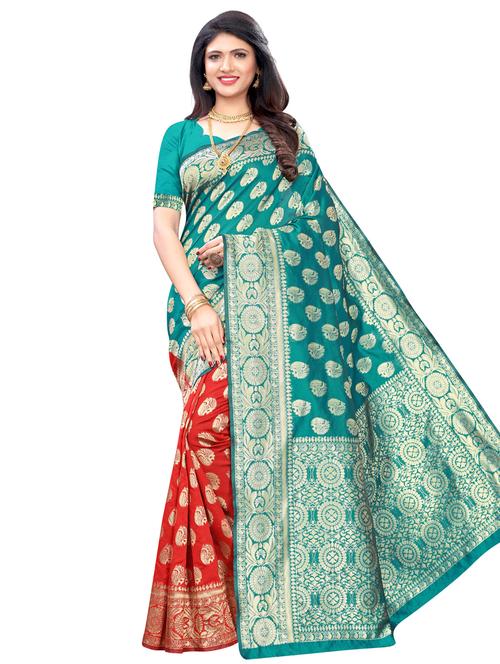 half & half banarasi saree - 17349941 - Very Small Image - 1