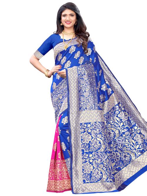 half & half banarasi saree with blouse - 17349951 - Very Small Image - 1