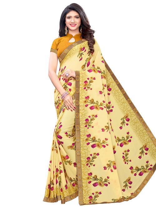 floral printed saree with blouse - 17349974 - Very Small Image - 1