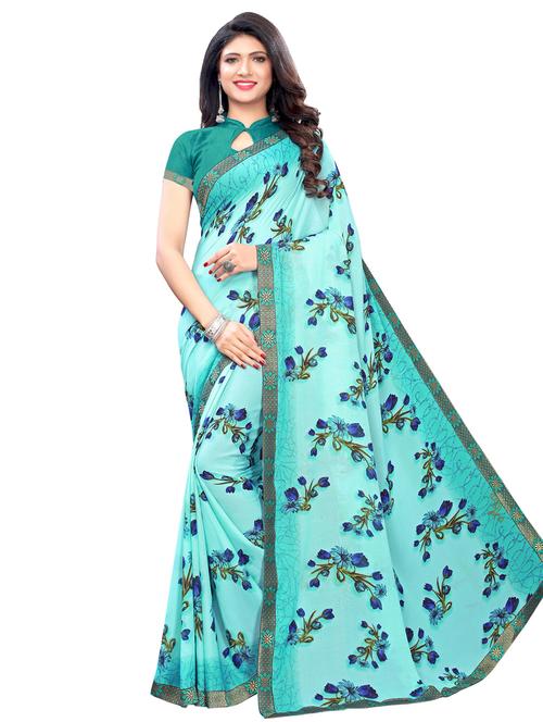 floral printed saree with blouse - 17349975 - Very Small Image - 1