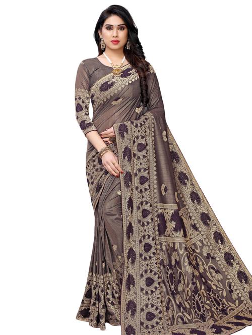 ethnic motif woven saree with blouse - 17350008 - Very Small Image - 1