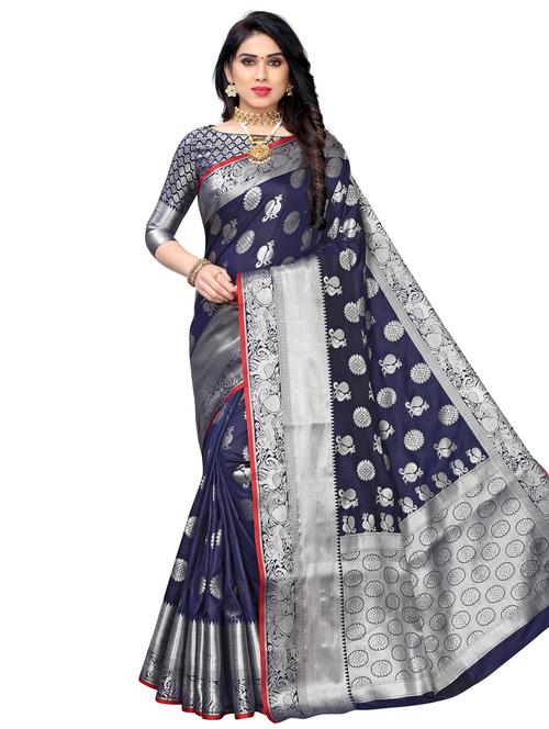 conversational banarasi saree with blouse - 17350027 - Very Small Image - 1