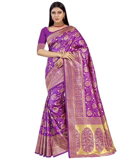 self design printed saree with blouse - 17350045 - Very Small Image - 1