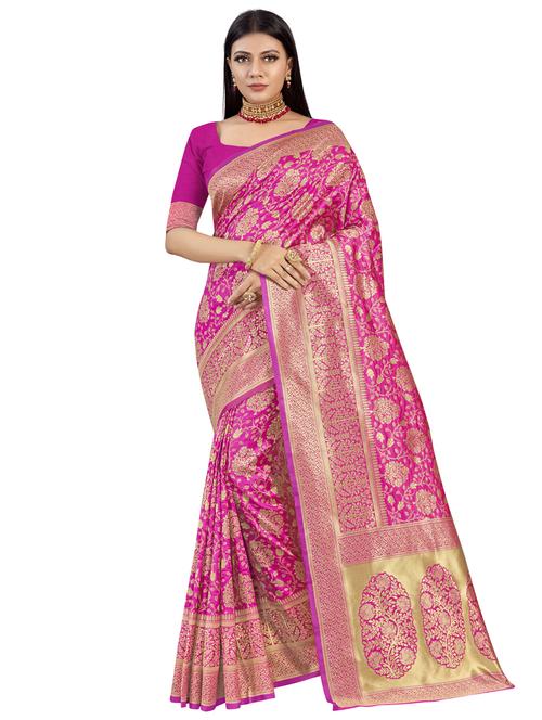 self design printed saree with blouse - 17350048 - Very Small Image - 1