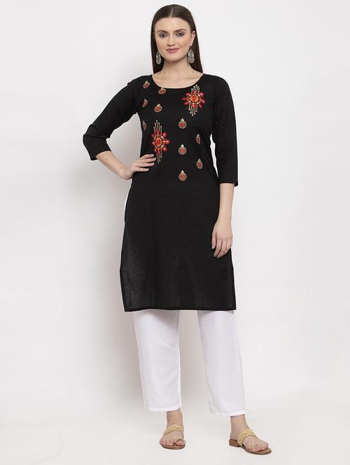 embroidered straight kurta - 17350320 - Very Small Image - 1