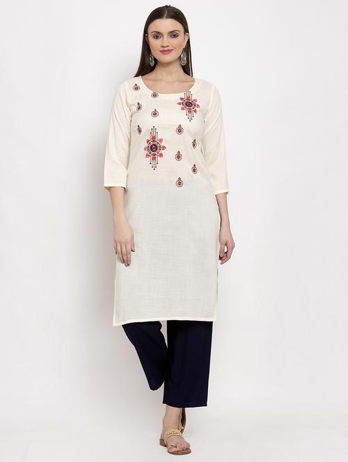 embroidered straight kurta - 17350321 - Very Small Image - 1