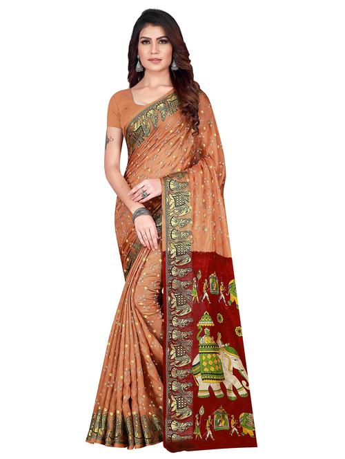 bandhnai printed saree with blouse - 17350573 - Very Small Image - 1