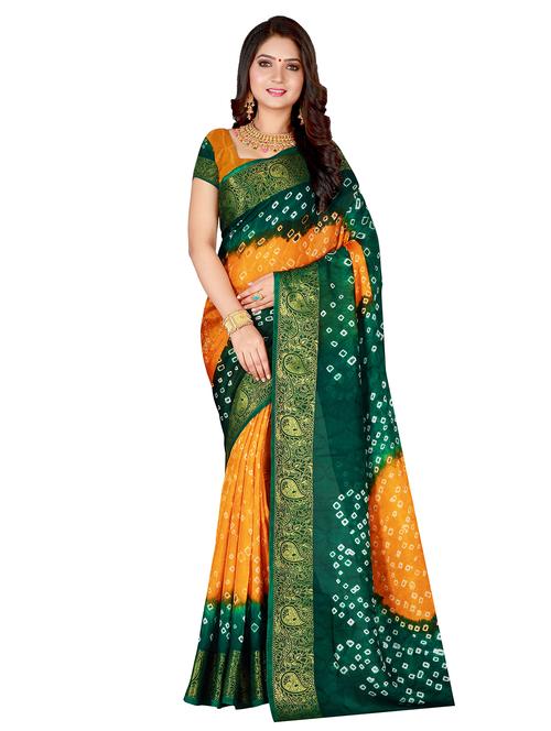 printed bandhani saree with blouse - 17350583 - Very Small Image - 1