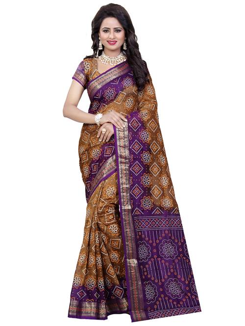 women's bandhani brown colored saree - 17350593 - Very Small Image - 1