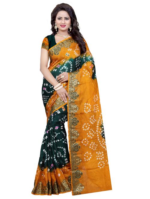 printed bandhani saree with blouse - 17350650 - Very Small Image - 1