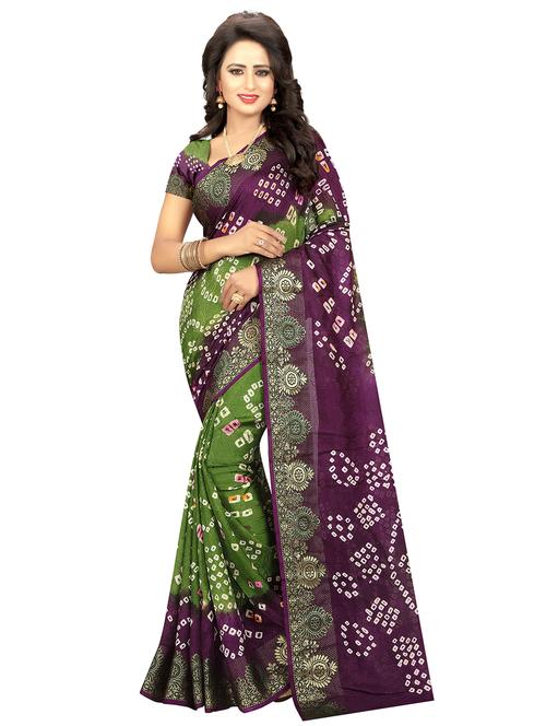 printed bandhani saree with blouse - 17350655 - Very Small Image - 1