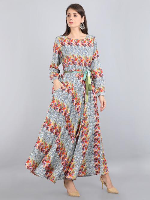 tie front long sleeved maxi dress - 17350671 - Very Small Image - 1