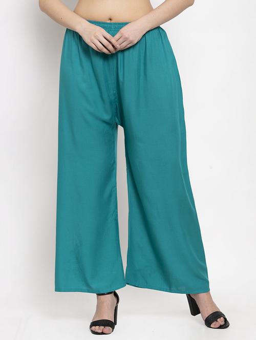 light blue rayon flared palazzo - 17350983 - Very Small Image - 1