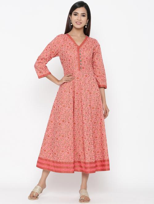 floral print anarkali ethnic dress - 17351439 - Very Small Image - 1