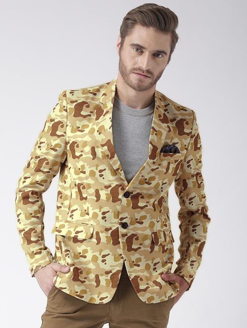 yellow printed casual blazer - 17351561 - Very Small Image - 1