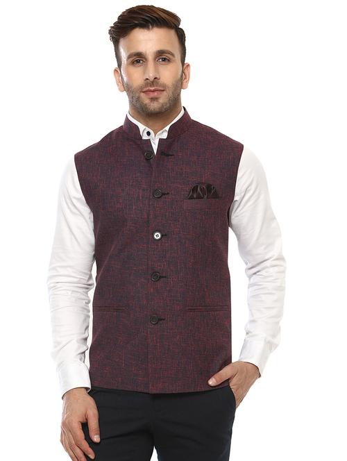 purple solid nehru jacket - 17351689 - Very Small Image - 1