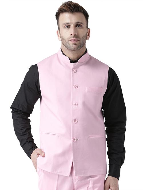 pink solid nehru jacket - 17351770 - Very Small Image - 1