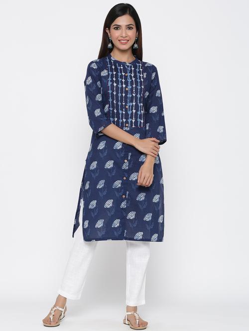 floral straight kurta - 17351857 - Very Small Image - 1