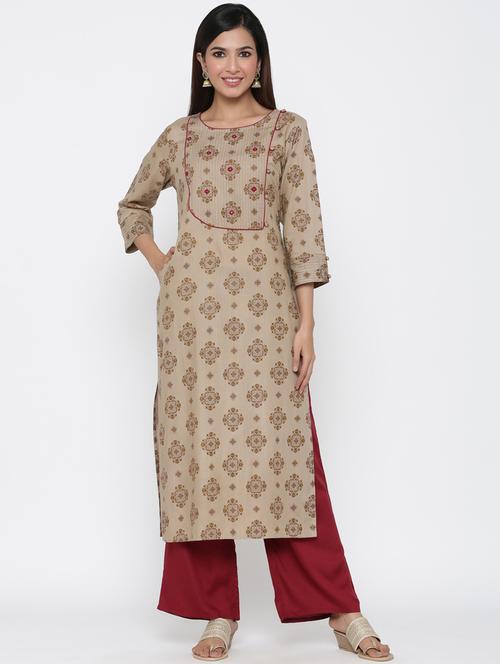 printed straight kurta - 17351859 - Very Small Image - 1