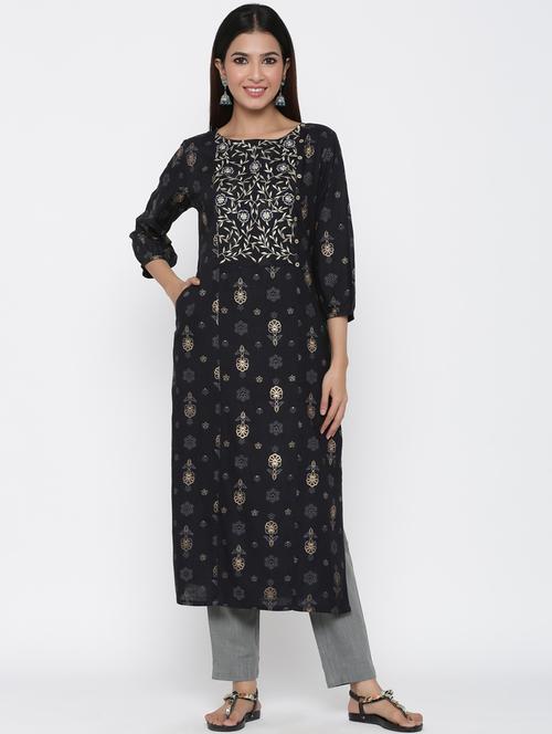 floral straight kurta - 17351862 - Very Small Image - 1