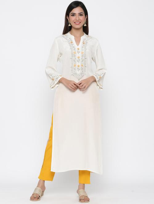 embroidered straight kurta - 17351867 - Very Small Image - 1