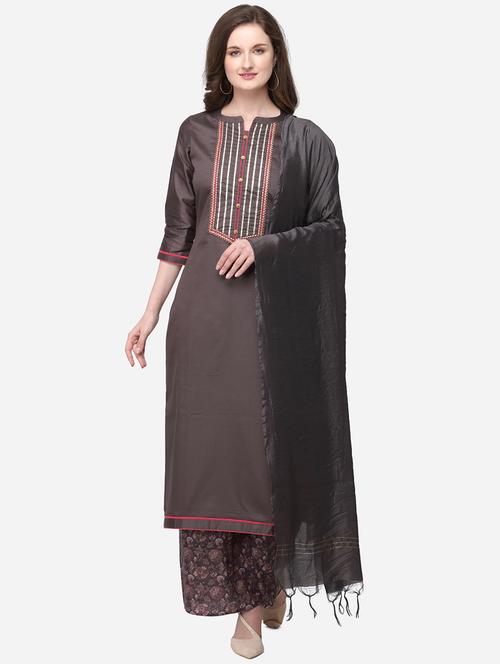 gota work unstitched palazzo suit - 17352001 - Very Small Image - 1
