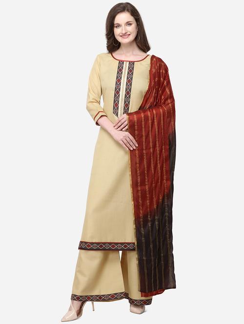 printed unstitched palazzo suit - 17352008 - Very Small Image - 1