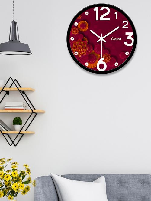 designer analogue round wall clock for home/living room/bedroom/kitchen/office (12 x 12 inch / 30 x 30 cm) - 17352062 - Very Small Image - 1