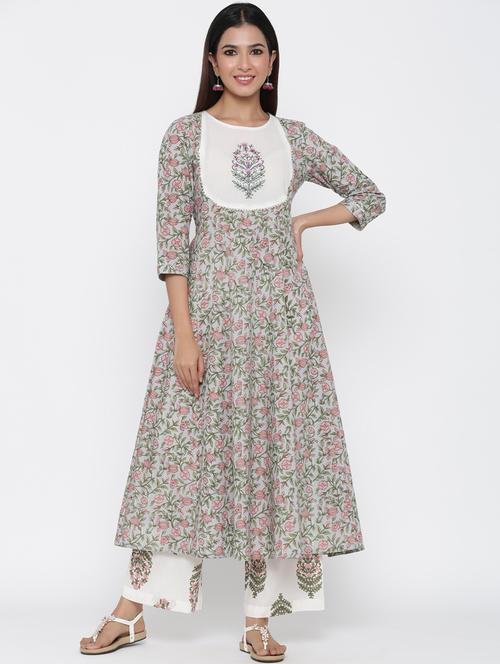 floral kurta palazzo set - 17352097 - Very Small Image - 1