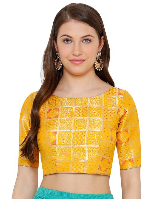 yellow art silk printed blouse - 17352677 - Very Small Image - 1