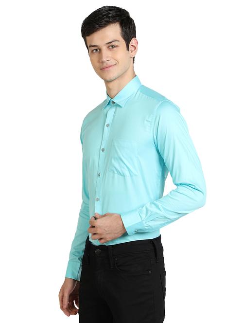 light blue solid casual shirt - 17353075 - Very Small Image - 1
