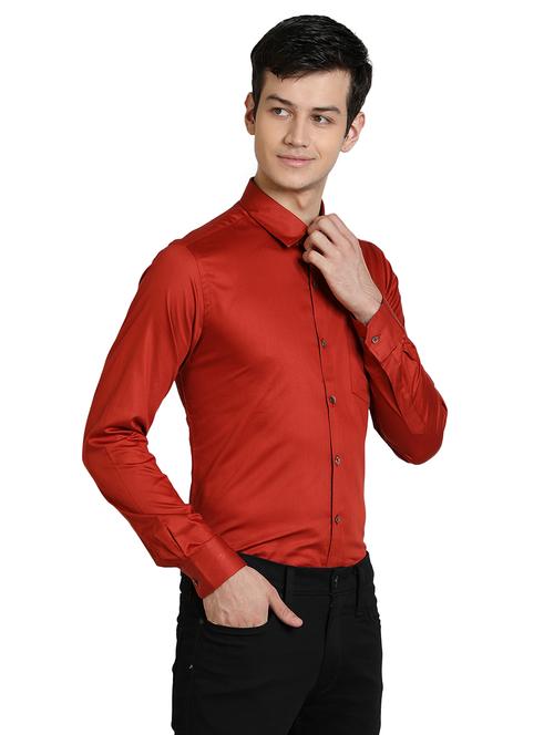 red solid casual shirt - 17353079 - Very Small Image - 1