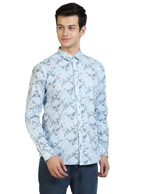 light blue printed casual shirt - 17353260 - Very Small Image - 1