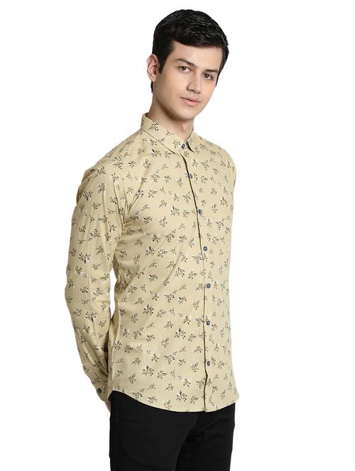 yellow floral print casual shirt - 17353268 - Very Small Image - 1
